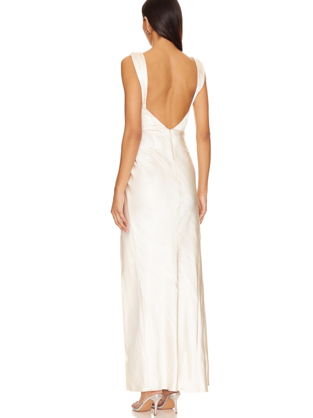 Havanna Ivory Maxi Dress with Thigh Slit - Picture 2 of 4